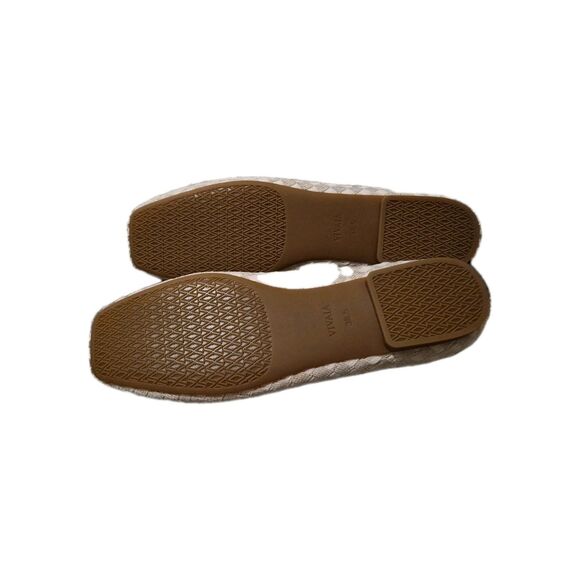 Vivaia 38.5, Us 7.5 Square Toe Bow Ballet Margot Beige Woven Preppy Flats Shoes - Picture 8 of 9
